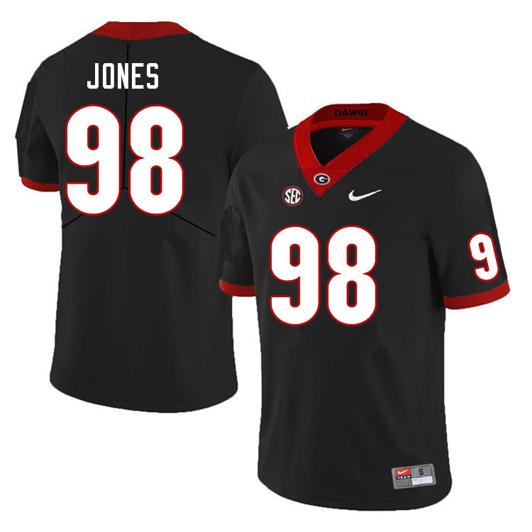 Georgia Bulldogs #98 Noah Jones College Football Jerseys Sale-Black